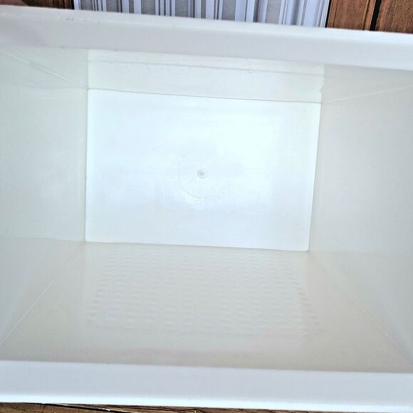 1960s Wastebasket Plastic Trash Can Bin White Retro Mid Century USA Vtg Kitchen - Picture 5 of 12